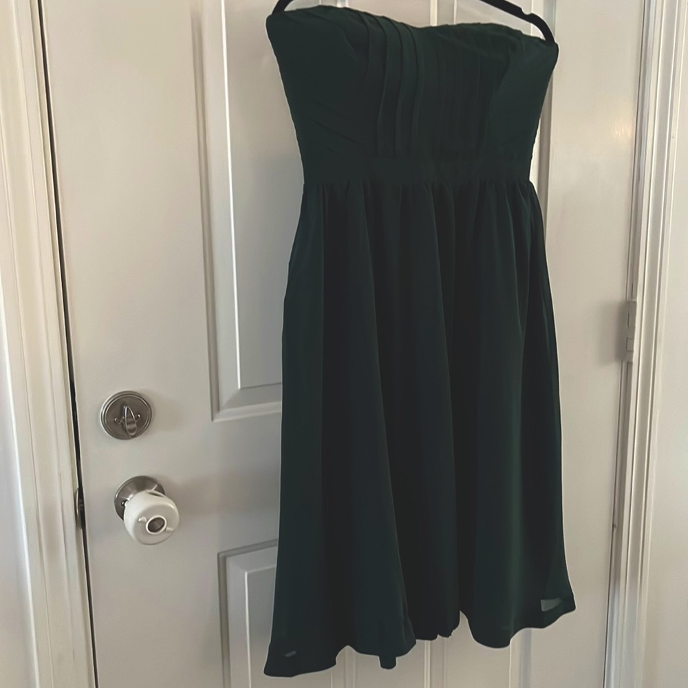 Dark green ModCloth dress NWOT strapless size M